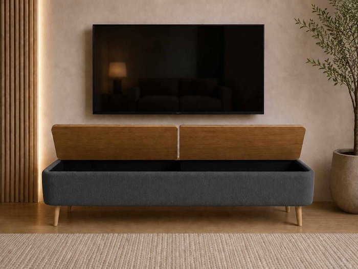 Hanah Home Soporte para TV Antracita con Otoman de Almacenamiento